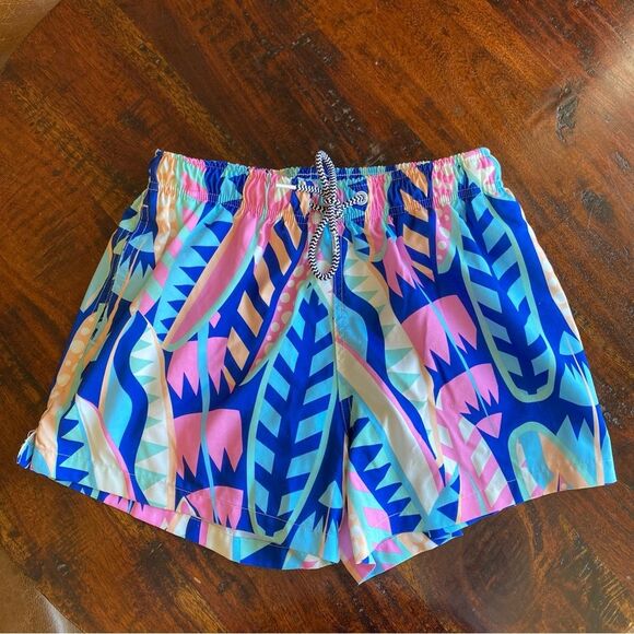 Men's Boardies Swim Trunks, Size small - Blue and pink surf boards - Picture 1 of 11